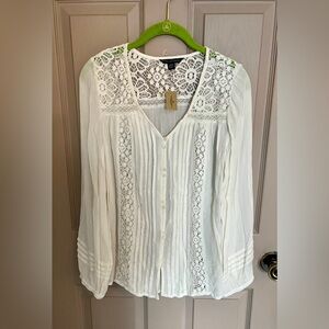 American Eagle Outfitters Cream Lace Blouse
